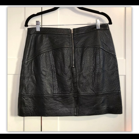 Madewell Black Leather Pebbled Mini Skirt 6 - Picture 4 of 8